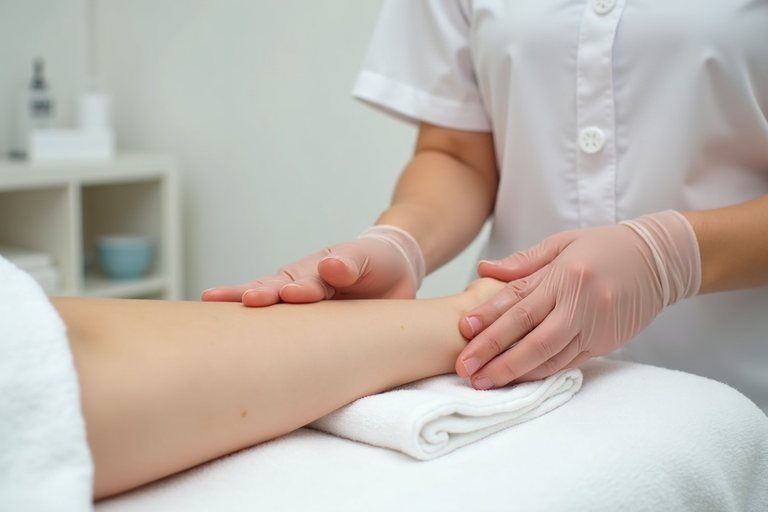 Manual lymphatic drainage applied to the forearm